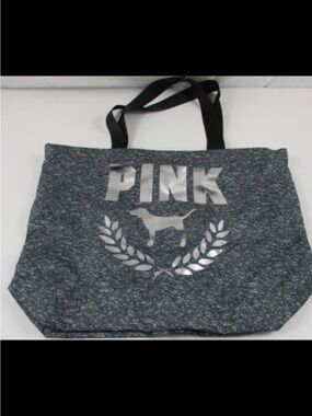 PINK Victoria's Secret Gray Heather Tote with Metallic Logo